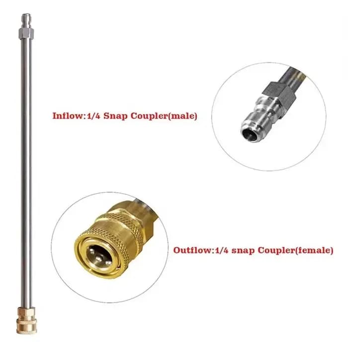 Lance télescopique haute pression pour nettoyeur, raccord rapide 1/4 pouce, lance en acier inoxydable de 17 pouces