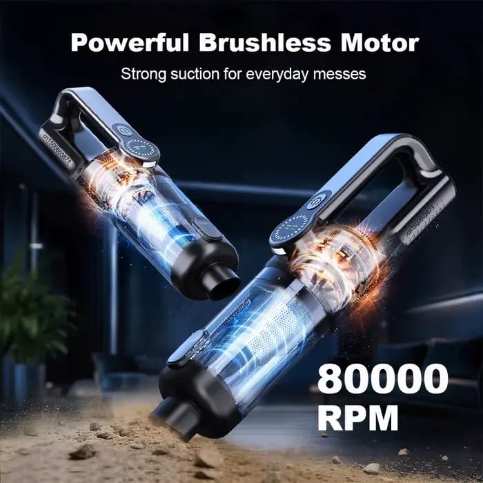 Aspirateur portable sans fil pour voiture et maison, mini aspirateur à main sans fil avec 6 brosses