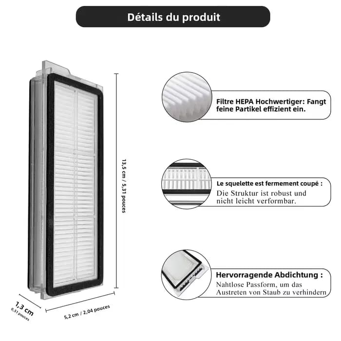 Filtre HEPA pour aspirateur Robot Roborock Qrevo S/Qrevo Curve/Qrevo Pro/Qrevo Plus/Qrevo MaxV/Qrevo Edge