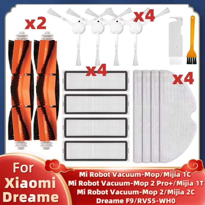Pour Xiaomi Mi Robot aspirateur-vadrouille Mijia 1C / 1T / 2C STYTJ01ZHM STYTJ02ZHM STYTJ03ZHM Dreame F9 brosse latérale principale filtre Hepa vadrouille chiffon