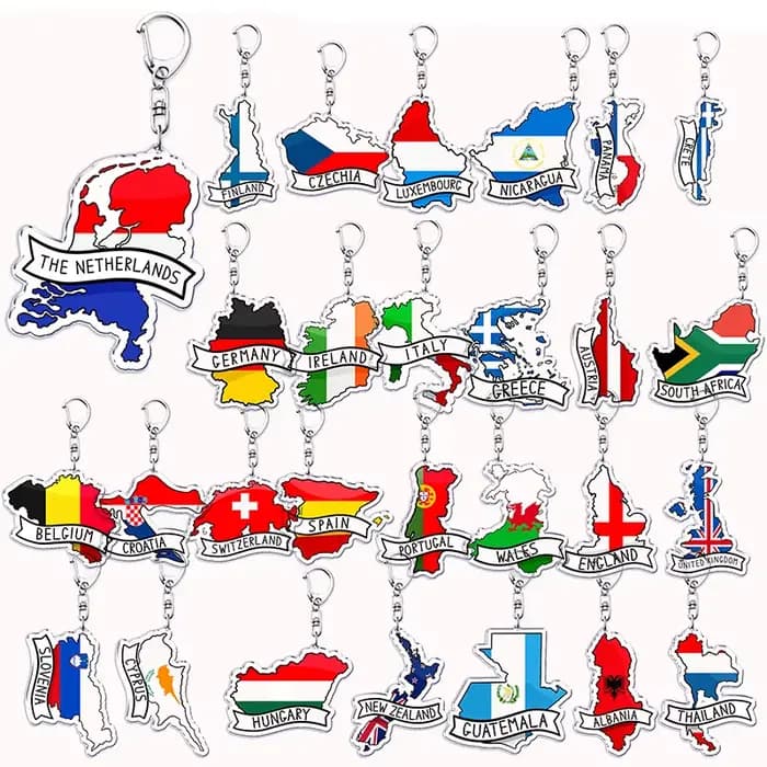 France ecosse pays cartes avec nom acrylique porte-clés porte-clés pour accessoires sac pendentif porte-clés anneau bijoux ami cadeaux