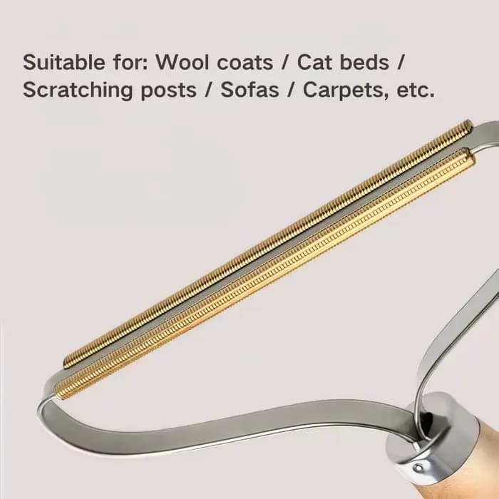 Éliminateur de poils en acier inoxydable avec manche en bois