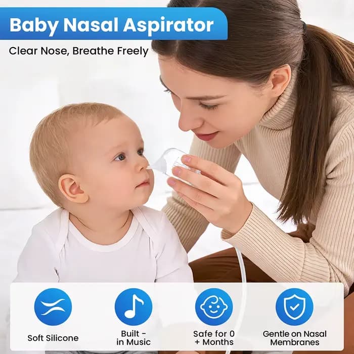 Nettoyeur nasal électrique avec musique et lumière douce, aspirateur nasal électrique puissant et sûr pour adultes et nourrissons, kit de soins nasaux