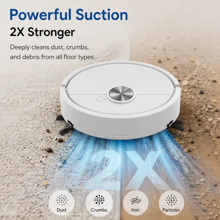 Mini aspirateur robot 3 en 1, machine de nettoyage intelligente légère, évitement automatique des obstacles pour poils d'animaux, sols durs et tapis