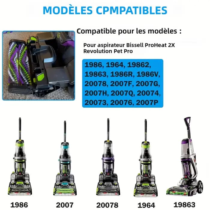 Courroies d'aspirateur de remplacement pour nettoyeur Bissell ProHeat 2X Revolution Pet Pro