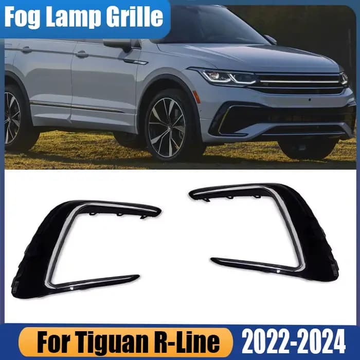 Calandre de phare antibrouillard pour pare-choc avant Tiguan r-line R Line 2022 – 2024, bande de garniture chromée, accessoires de voiture