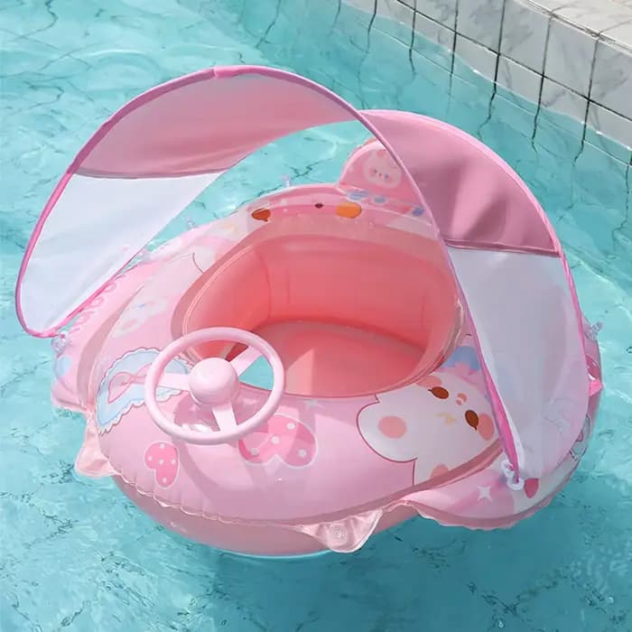 1 pièce Flotteur de piscine gonflable avec siège et auvent pare-soleil amovible, poignées ergonomiques, pour divertissement aquatique estival, plage et fêtes à la piscine