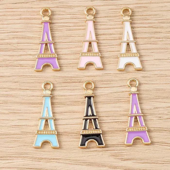 Tusember 10 pièces breloques en alliage émaillé Tour Eiffel de Paris pour pendentifs, boucles d'oreilles, bracelets et accessoires de fabrication de bijoux