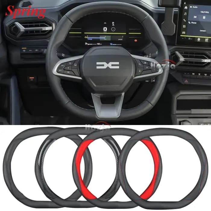 Housse de volant de voiture en cuir, pour tous les nouveaux Dacia Spring 2024 2025, accessoires d'intérieur automobile antidérapants