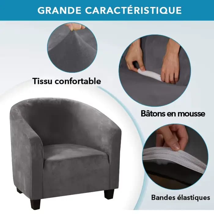 Housse de fauteuil club en velours