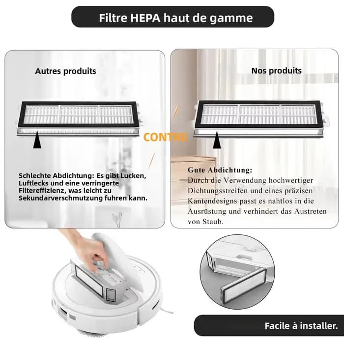 Filtre HEPA pour aspirateur Robot Roborock Qrevo S/Qrevo Curve/Qrevo Pro/Qrevo Plus/Qrevo MaxV/Qrevo Edge