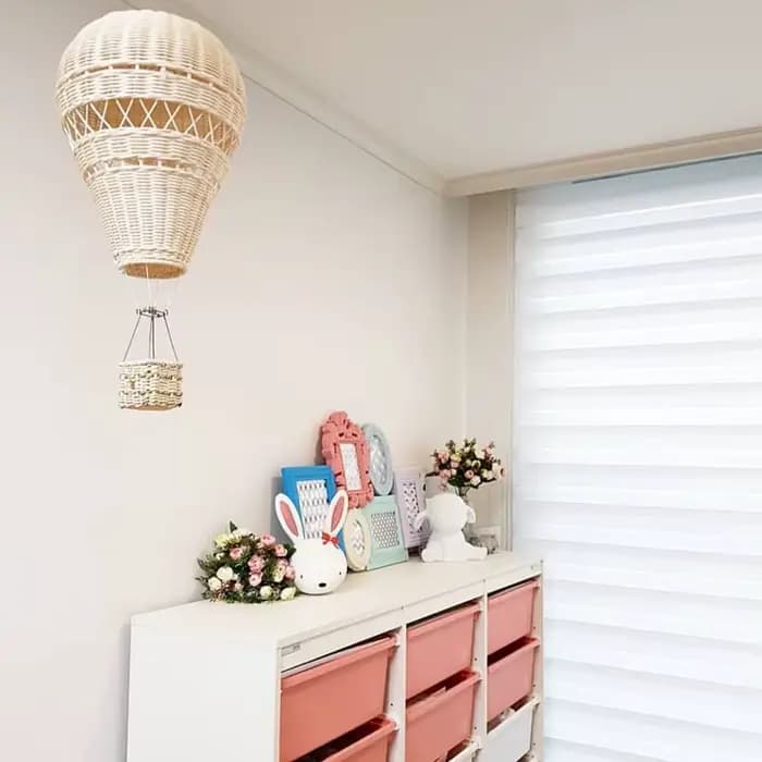 Décor de ballon à Air chaud en rotin tissé à la main, décor mural suspendu, accessoire de photographie nordique fait à la main pour chambre d'enfants, crèche de maternelle