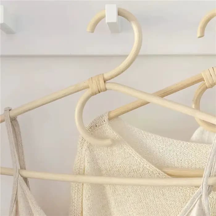 BSEVB-6X Cintre double en rotin pour adulte, style rétro européen et américain, fait main