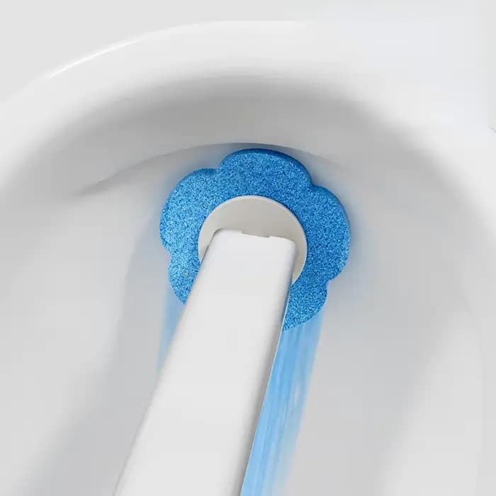 1 ensemble de nettoyeur de brosse de toilette jetable blanc avec Long manche avec tête
