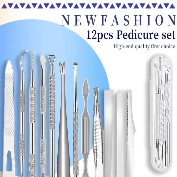 Kit de pédicure 12 pièces - Produits de soin des pieds - Outils portables pour salon de manucure à domicile -
