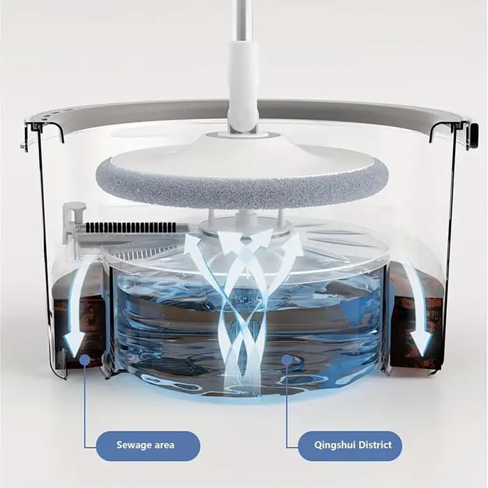 360 ° Ensemble serpillière rotative et seau avec essoreuse réglable pour le nettoyage des sols en carrelage