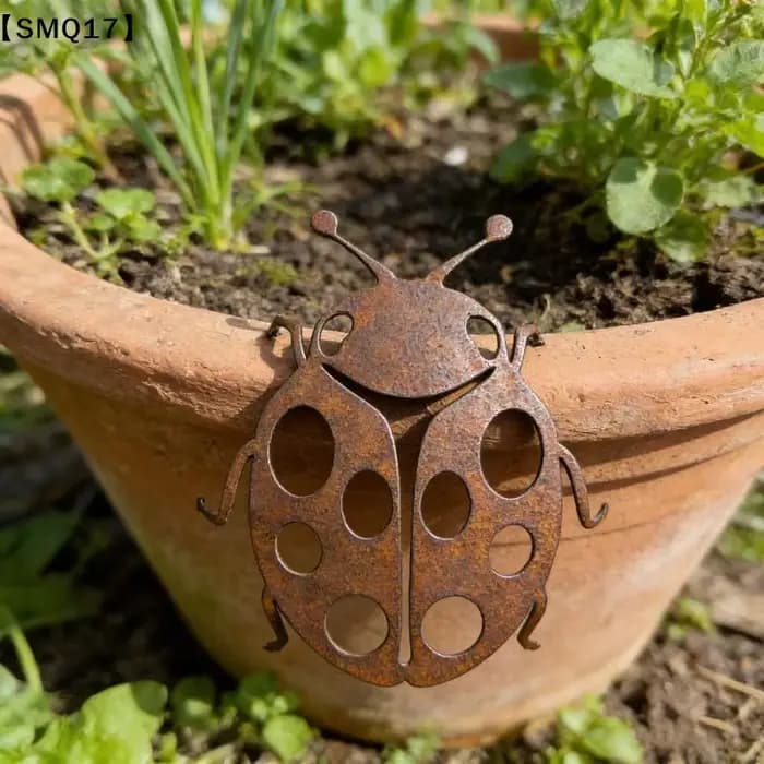 Statue de coccinelle en métal de style vintage, décoration murale pliable en métal, style pastoral, art de jardin intérieur et extérieur【SMQ】