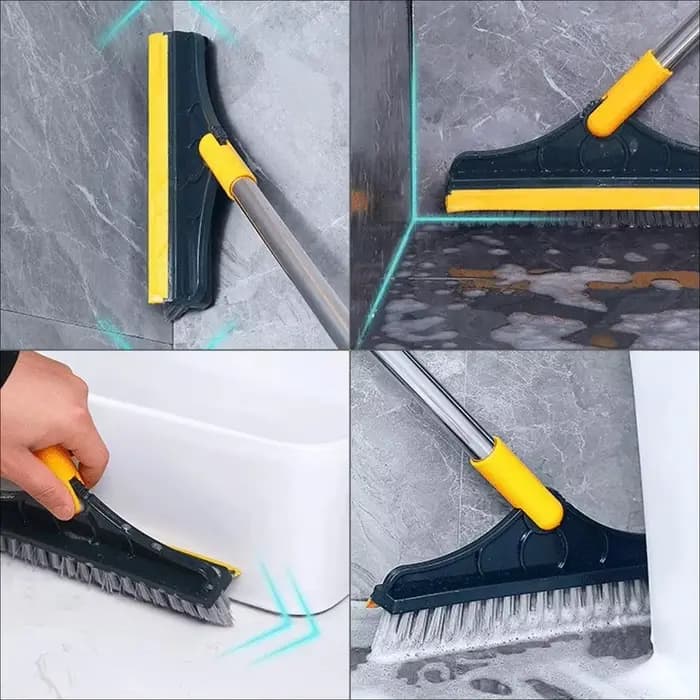 Brosse de nettoyage de sol 2 en 1, manche Long, essuie-glace de salle de bains, raclette de fenêtre à poils rigides, balai magique, vadrouille de sol, outils de nettoyage de carrelage de baignoire