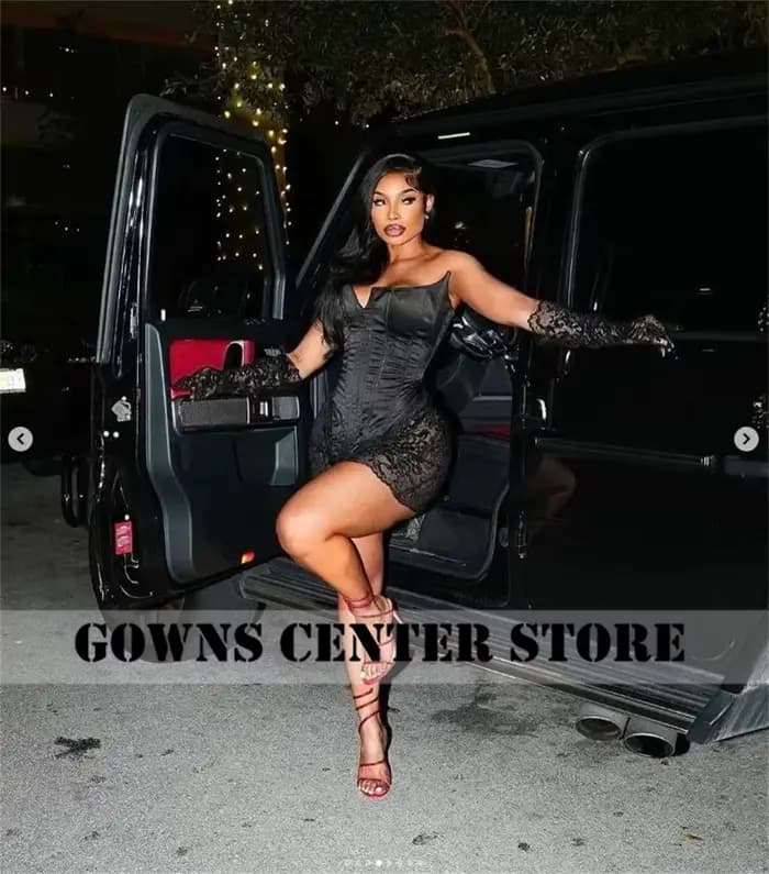 Robes de Rhcorset avec gants en dentelle pour filles, mini robe de cocktail, zones à lacets animées, conception personnalisée
