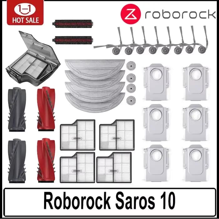 Accessoires Roborock Saros 10 pièces d'aspirateur robot rouleau principal brosse latérale filtre Hepa vadrouille sac à poussière en tissu