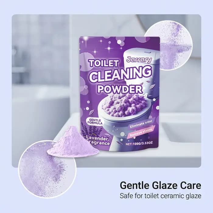 Poudre nettoyante pour cuvettes de toilettes violettes
