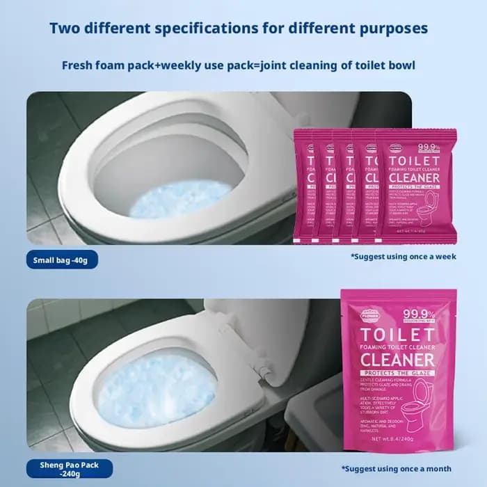 Nettoyant WC Moussant Anti-Calcaire Sans Contact Fizzclean – Poudre Nettoyante pour Toilettes