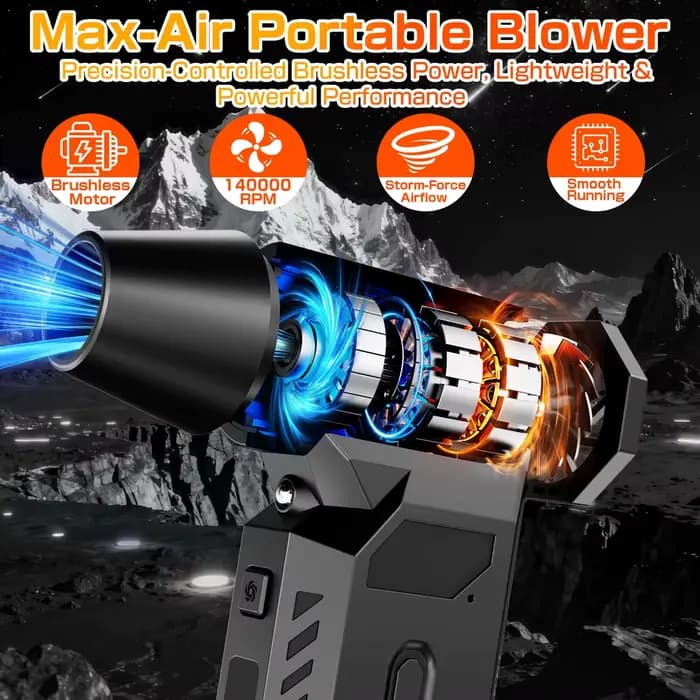 Souffleur d'air pour lavage de voiture, compresseur, outils de déneigement, aspirateur, souffleur turbo, ventilateur à jet, 13000 tr/min, dépoussiéreur sans fil, gonfleur