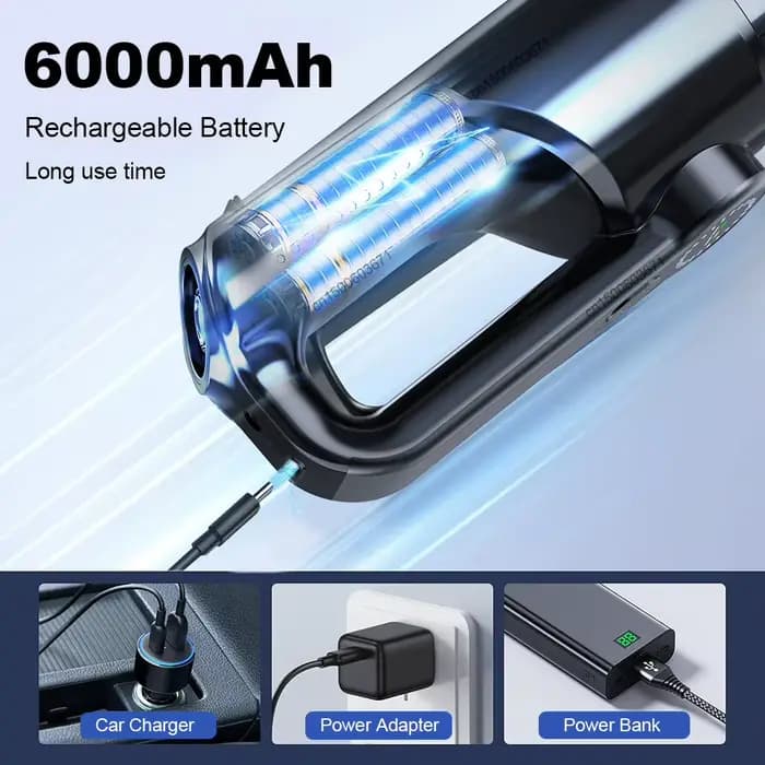 Aspirateur portable sans fil pour voiture et maison, mini aspirateur à main sans fil avec 6 brosses