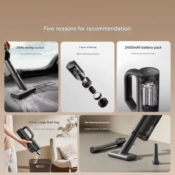 Xiaomi Mijia aspirateur de voiture forte aspiration trois-en-un collecteur de poussière profond peut être utilisé comme