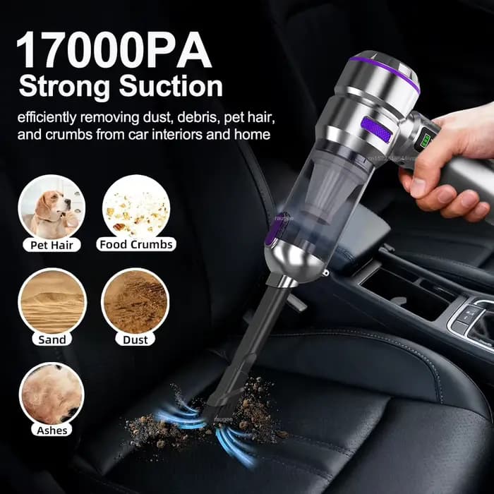 Aspirateur de voiture portable sans fil, aspiration puissante 17000PA, rechargeable par USB, aspirateur souffleur portatif pour voiture