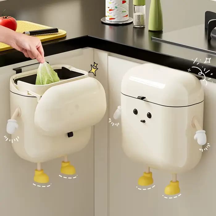 Poubelle murale DIY 9L/12L couleur crème avec couvercle pour déchets alimentaires et salle de bain