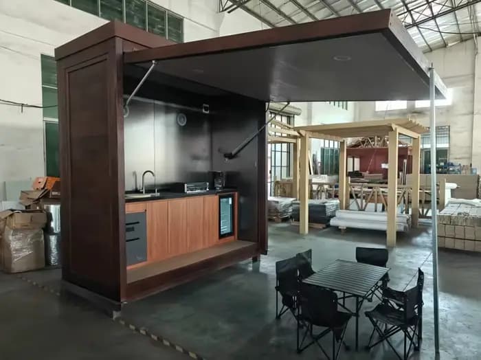 Cuisine extérieure personnalisable et durable avec barbecue et réfrigérateur pour le camping et l'usage quotidien en extérieur