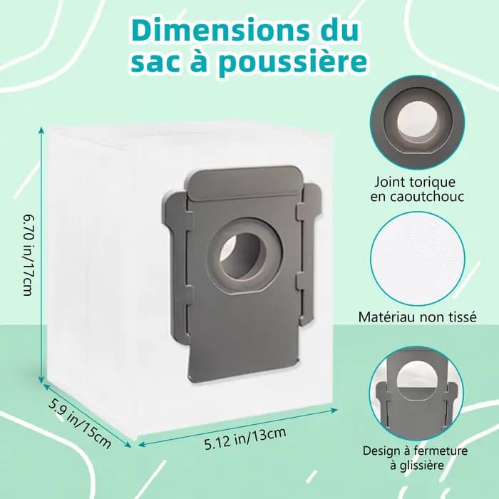 Sacs sous vide pour iRobot Roomba i s j 100 400 500 Series All Clean Base