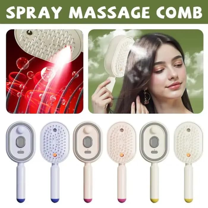 Brosse à vapeur électrique pour cheveux, peigne massant anti-nœuds, auto-nettoyant, applicateur d'huile essentielle, masseur de cuir chevelu rechargeable
