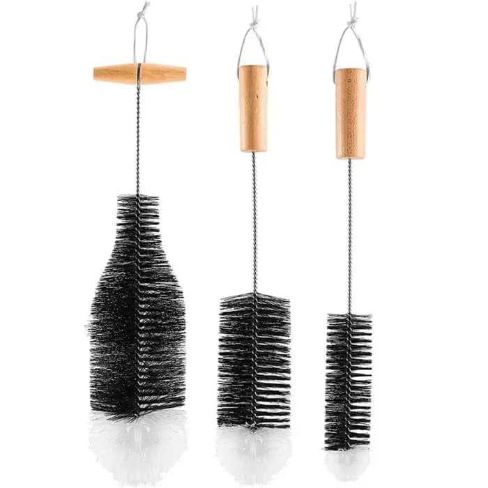 Brosse de nettoyage pour bouteilles SodaStream avec manche en bois de hêtre