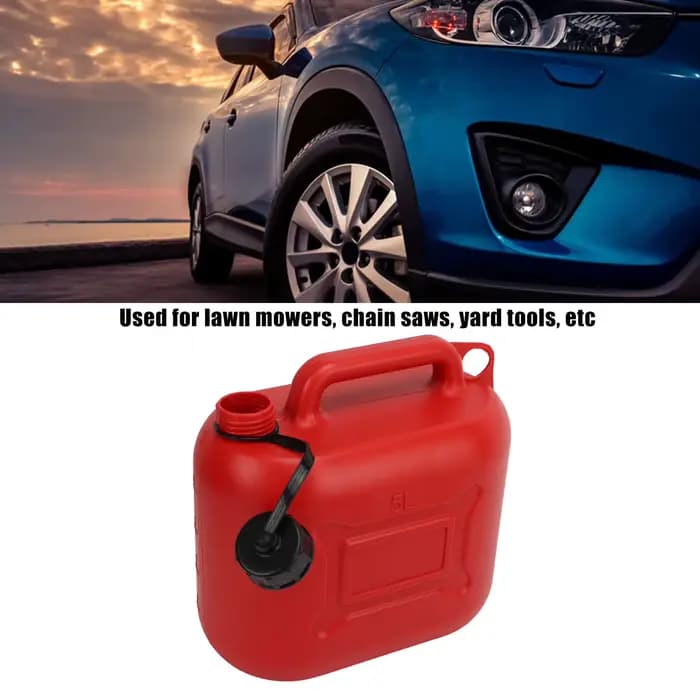 Conteneur de carburant portable sans fuite avec tuyau de sortie de 27cm, bidon de gaz, 5L, 1.3 gallons, ABS, rouge, voiture, Hurcycles