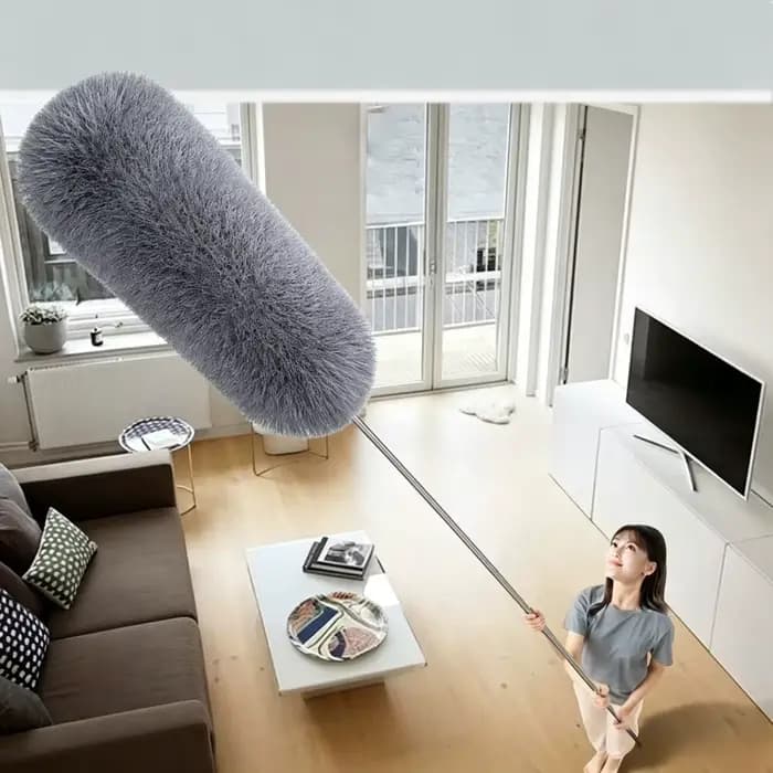 Brosse à poussière en microfibre avec manche extensible
