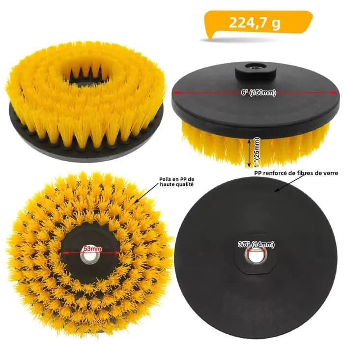 Brosse de nettoyage électrique creuse de 6 pouces
