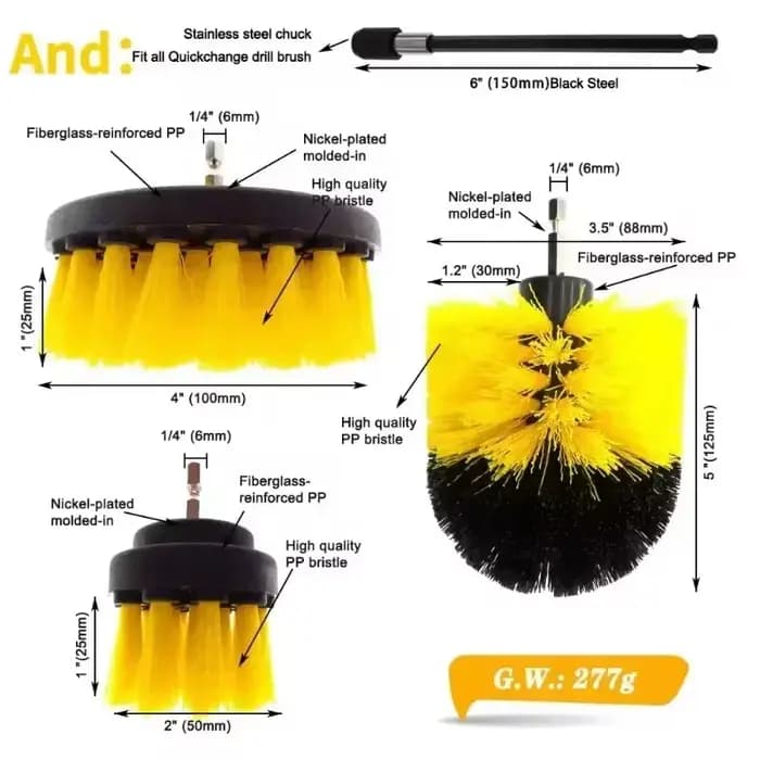 Kit de brosses de nettoyage électriques pour perceuse