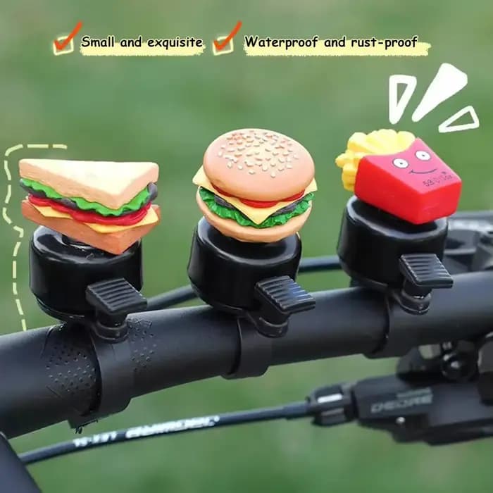 Cloche de sécurité pour guidon de vélo, cloche de vélo de dessin animé, hamburger, frites, sandwich, VTT, accessoires de cyclisme, fort