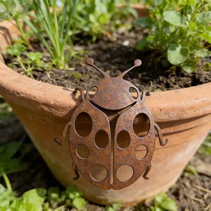 Statue de coccinelle en métal de style vintage, décoration murale pliable en métal, art de jardin intérieur et extérieur de style pastoral, idéale pour les festivals, placement polyvalent
