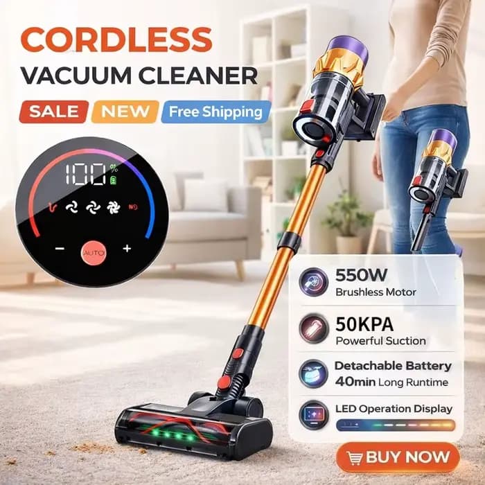 Aspirateur sans fil bâton 550W 50KPa batterie amovible balayeuse intelligente portative 40 minutes aspirateurs autoportants pour la maison