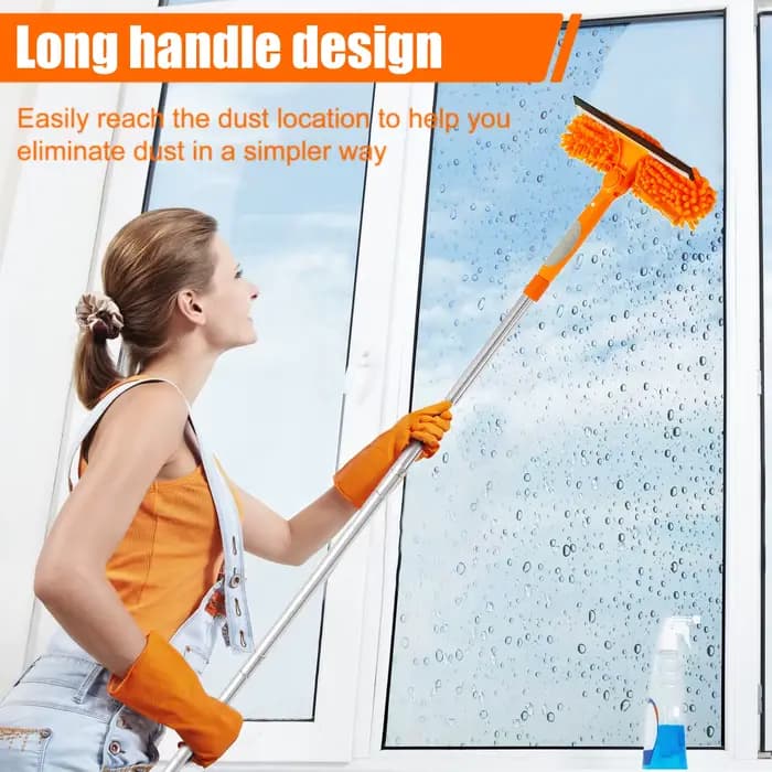Ensemble d'outils de nettoyage de vitres extensibles 180 ° Vadrouille de fenêtre rotative à Long manche, essuie-glace domestique, brosse de nettoyage de la poussière, nouveau