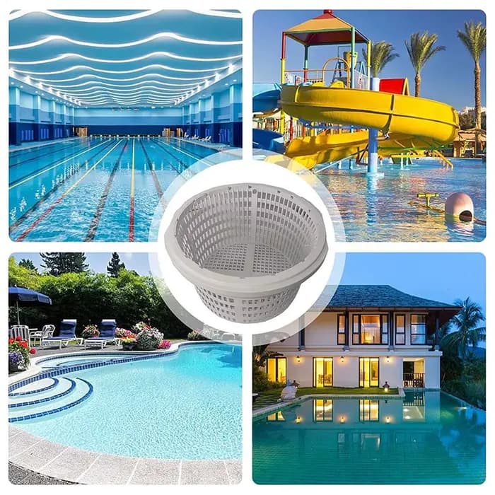 Panier de skimmer pour piscine avec poignée pour éliminer les feuilles et les débris, accessoires de nettoyage de piscine adaptés à la plupart des piscines hors sol