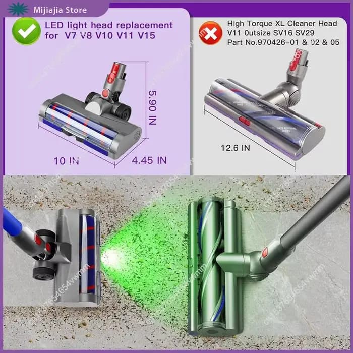 Tête de nettoyage à rouleau souple LED pour aspirateurs Dyson V11 V10 V8 V7 V15