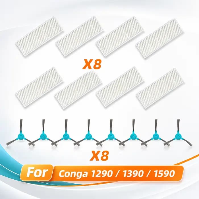 Compatible avec Conga 1290 1390 1590 Robot Aspirateur Kit Accessoires Brosse Latérale Filtre HEPA Pièces de Rechange