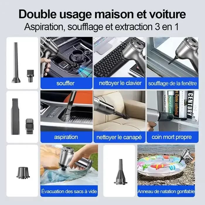 Aspirateur de voiture sans fil, plumeau, pompe à vide portative pour la maison, Portable, forte aspiration, nettoyeur de voiture