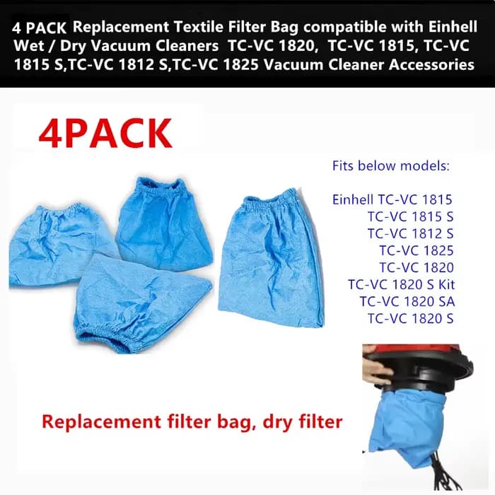 Sac filtrant textile compatible avec Einhell backing/Dry TC-VC 1820