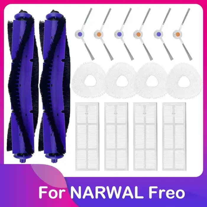 Compatible avec le robot Narwal Freo Versatile Auto-Nettoyant Brosses principale et latérale Serpillière Chiffon Filtre HEPA Pièce de rechange Accessoires