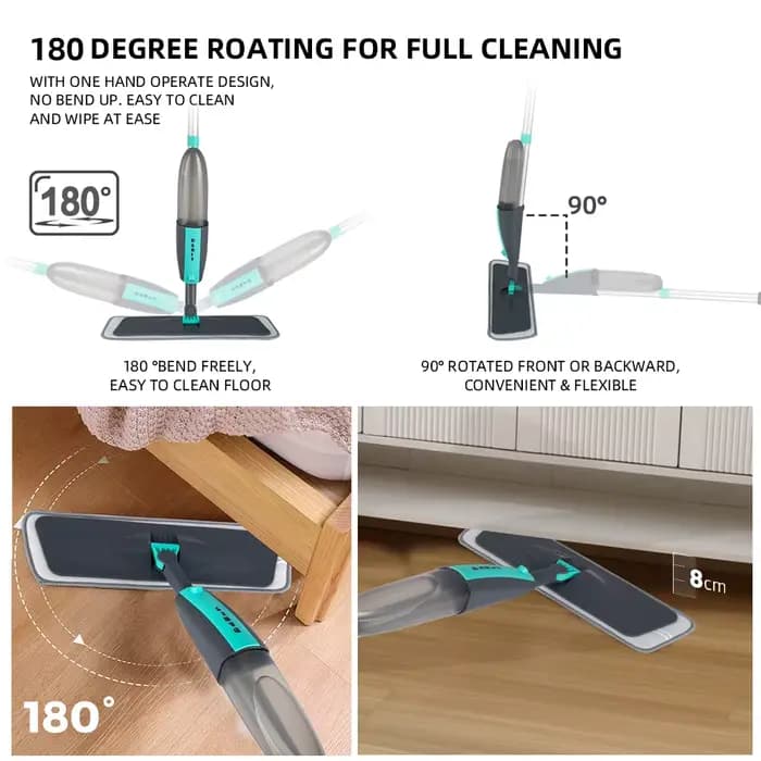 Balais magiques de balayeuse de nettoyage de sol avec des tampons en microfibre 360 ° Balai plat de vadrouille de